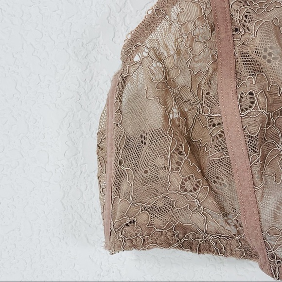 Free People intimately taupe lace bra lingerie intimate size large tan neutral - Picture 6 of 9